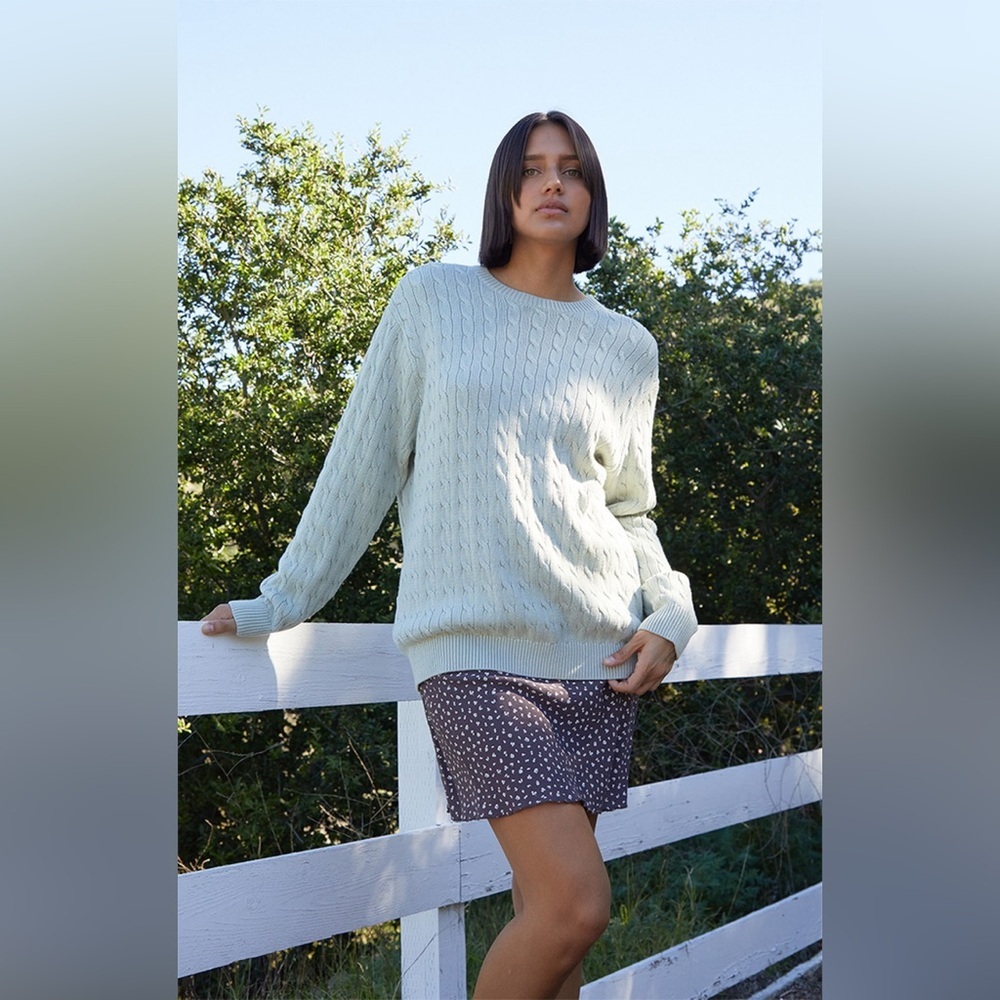 NWOT - John Galt Brianna Cable Knit Sweater in Sage - OS